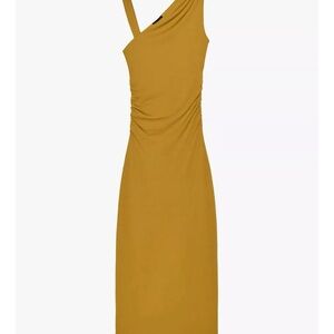 Zara Mustard One-Shoulder Dress
